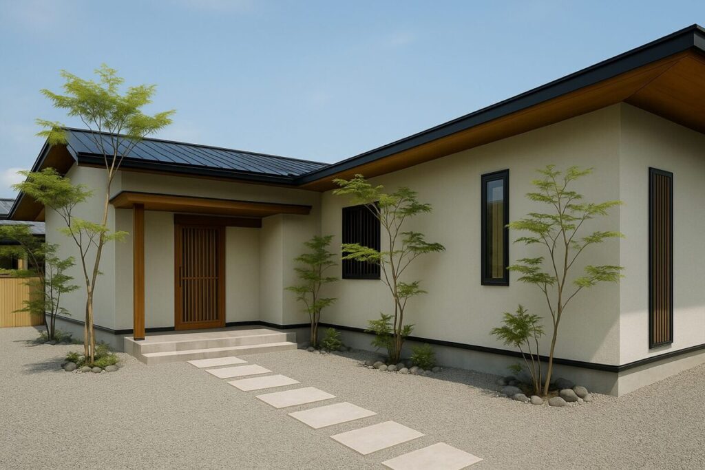 淡いグレーの和モダン住宅