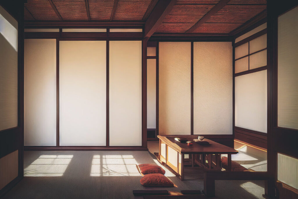 襖があるレトロな和風の部屋の写真