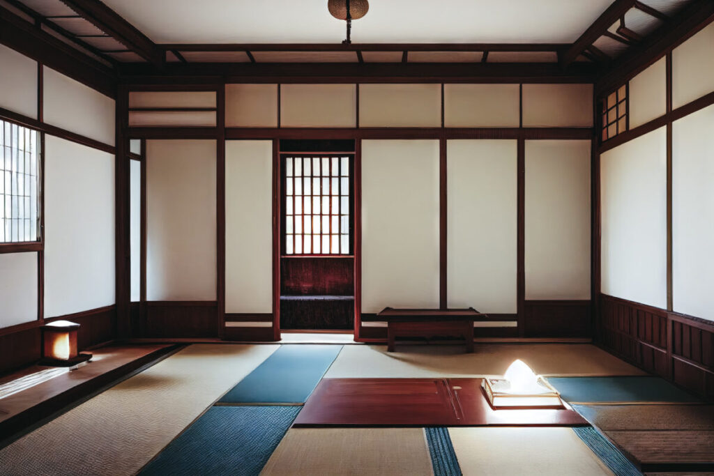 襖があるレトロな和モダンの部屋の写真