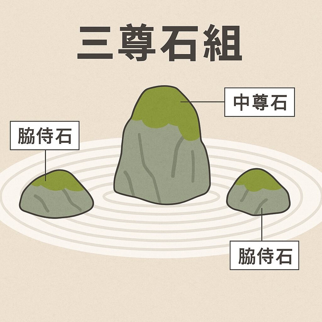 三尊石組の図解イラスト