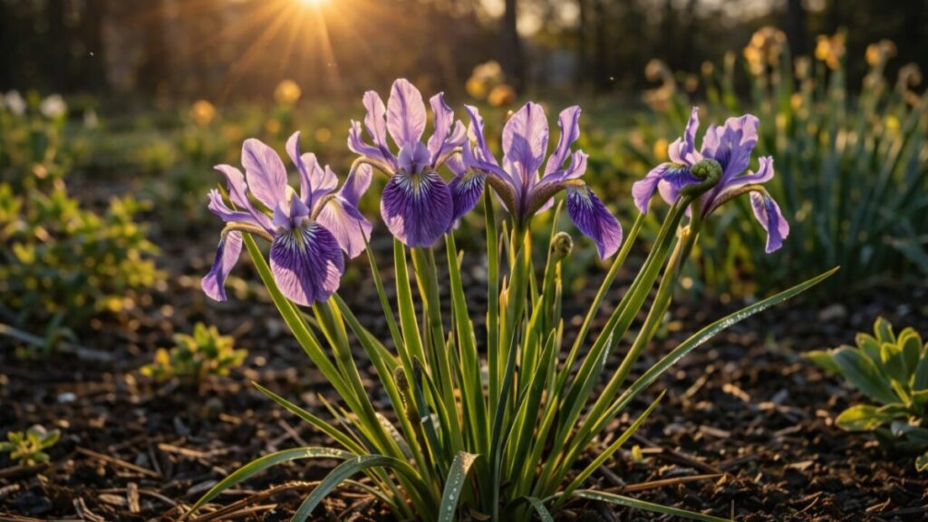 紫のシャガの写真