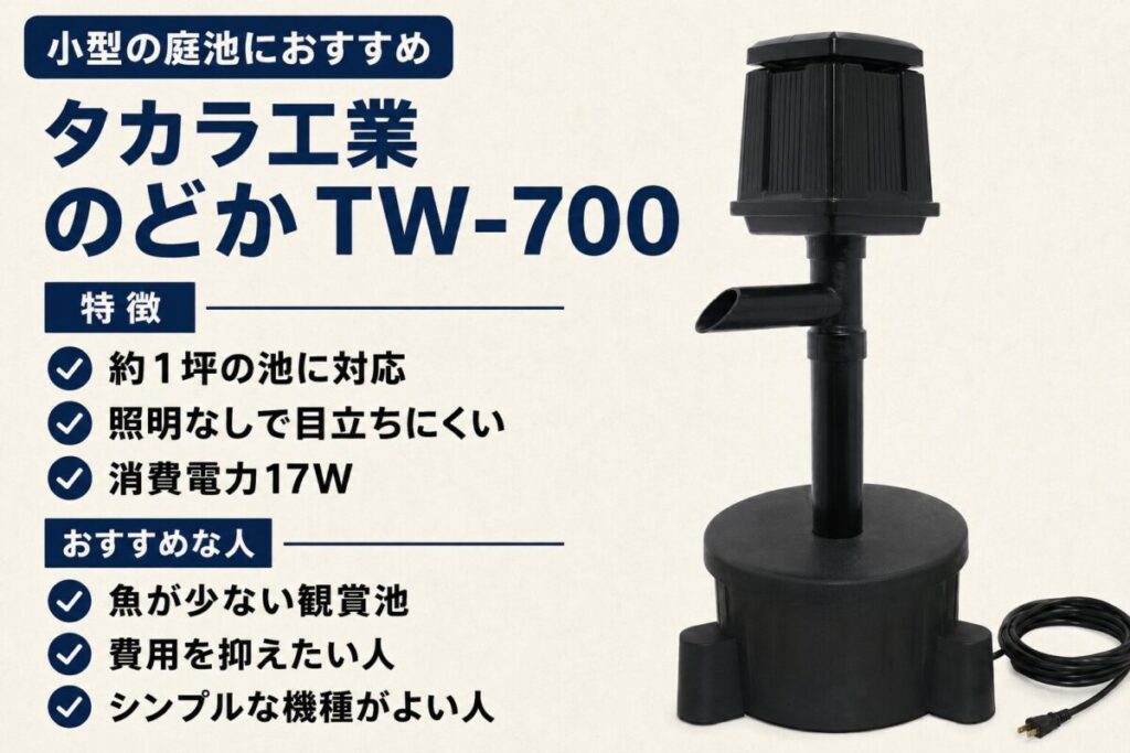 タカラ工業のどかTW-700の特徴とおすすめな人を紹介する庭池用ウォータークリーナーの商品説明画像