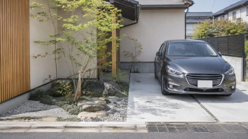 古い庭のリフォームで駐車場にしたイメージ画像