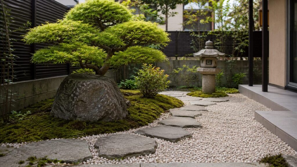 砂利の庭にして植栽を減らした和モダン住宅の画像