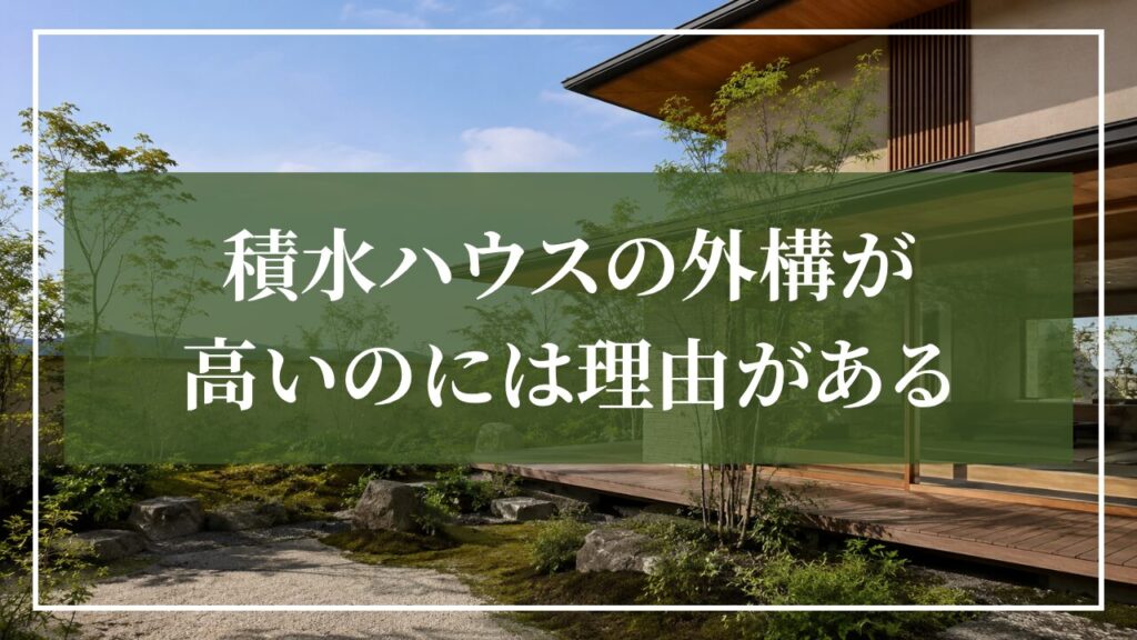 積水ハウスの外構費が高くなる理由を紹介するH2見出し画像。住宅と庭を一体的に計画した外構や植栽、照明を取り入れたイメージ